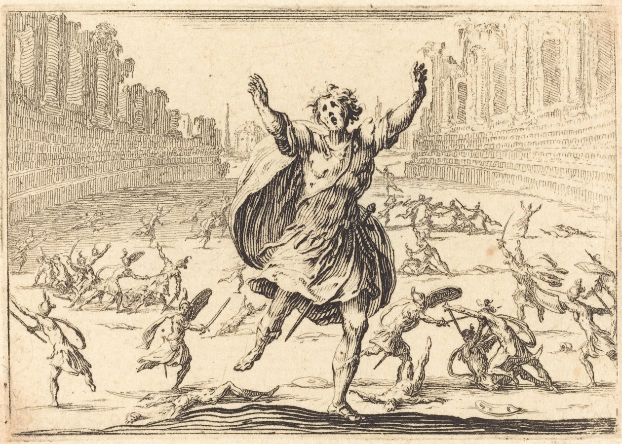 Kahakka roomalaisessa sirkuksessa, n. 1617. tekijältä Jacques Callot