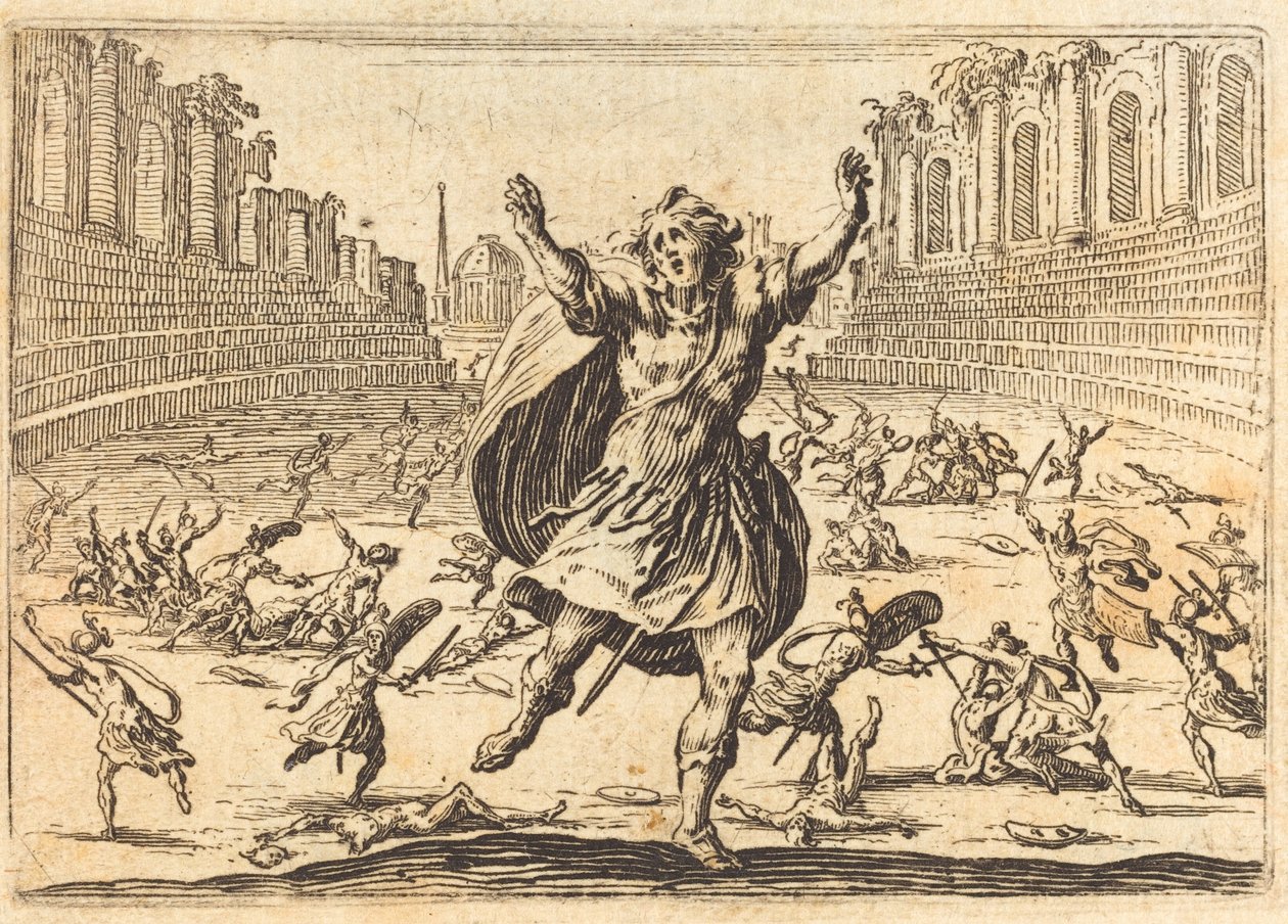 Kahakka roomalaisessa sirkuksessa, n. 1622. tekijältä Jacques Callot