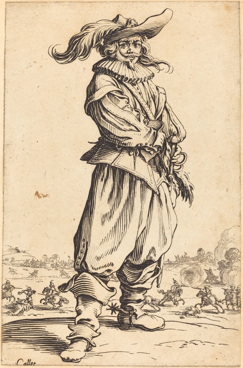 Sotilas, jolla on höyhenhattu tekijältä Jacques Callot