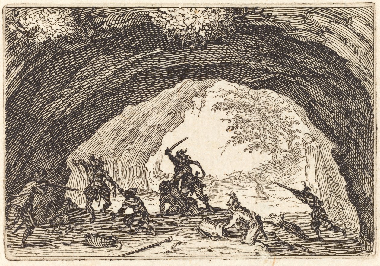 Soldiers Attacking Robbers, c. 1622. tekijältä Jacques Callot