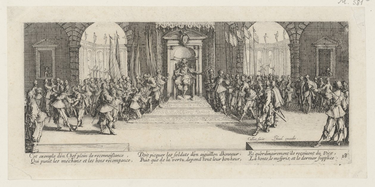 Soldvergabe, sivu 18 sarjasta ”Sodan kauhut” tekijältä Jacques Callot