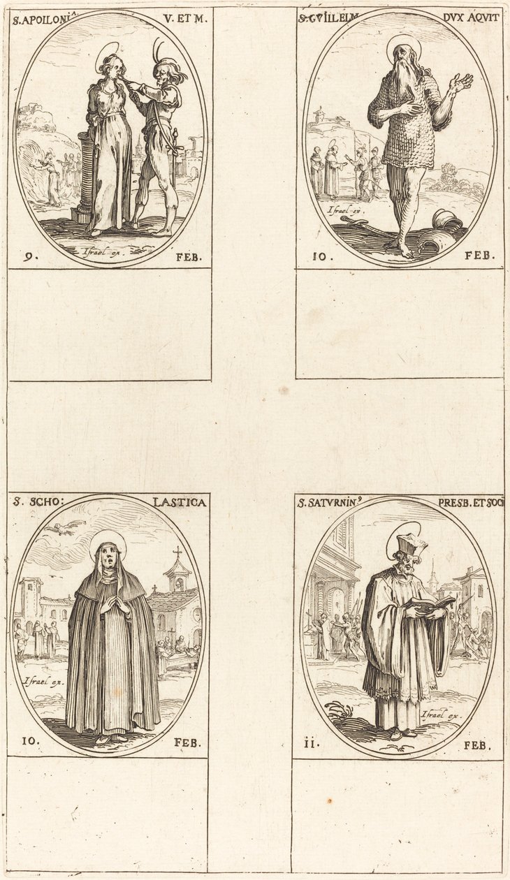 St. Apollonia; St. Guillaume; St. Scholastica; Pyhä Saturnin tekijältä Jacques Callot