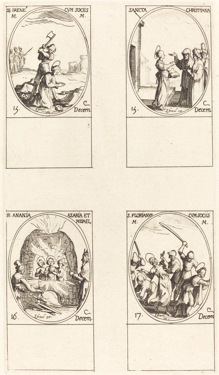 St. Bibiana; St. Birinus; St. Barbara; St. Sabbas tekijältä Jacques Callot