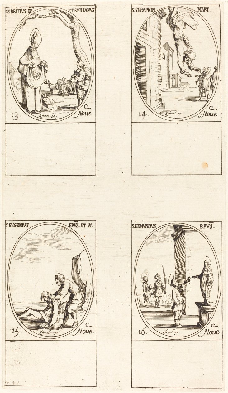 St. Brice; St. Serapion; Pyhä Eugenius; St. Edmund tekijältä Jacques Callot