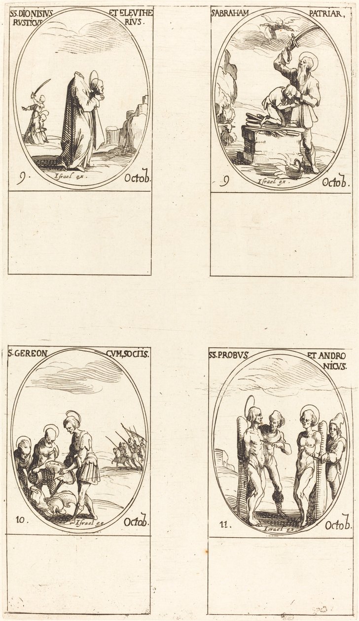 St. Dionysius, Rusticus & Eleutherius; St. Abraham; St. Gereon & Companions; Pyhät varten tekijältä Jacques Callot