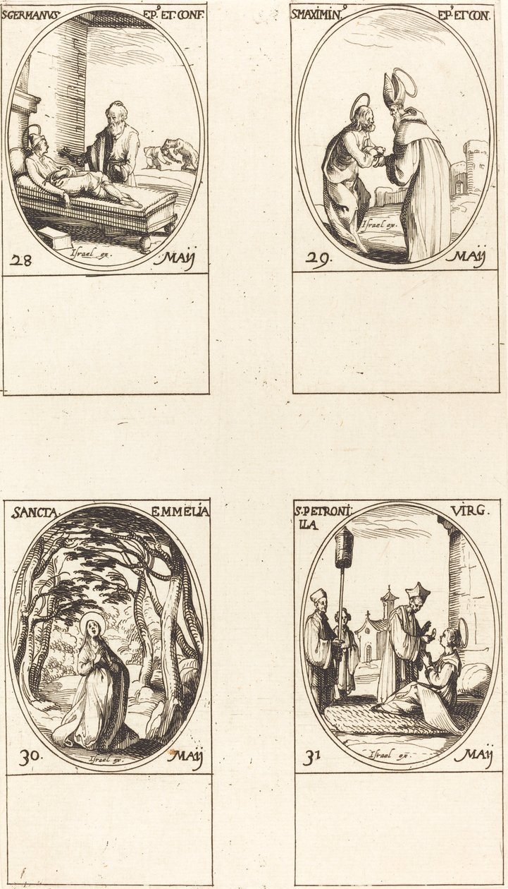 St. Germanus Pariisista; St. Maximinus; St. Emmelia; St. Petronilla tekijältä Jacques Callot