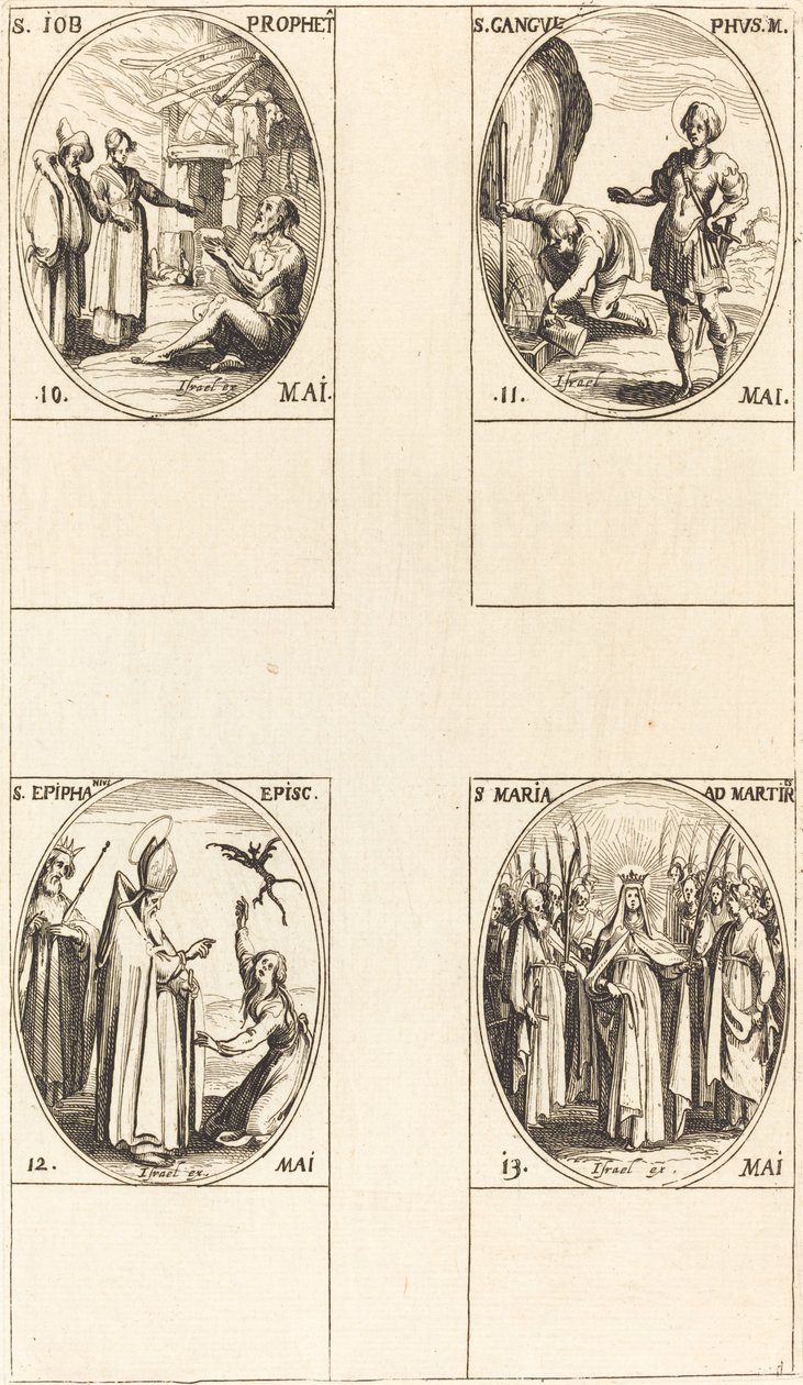 Pyhä Job, profeetta; St. Gangulphus; Pyhä Epifanius; Pyhä marttyyrien Maria tekijältä Jacques Callot