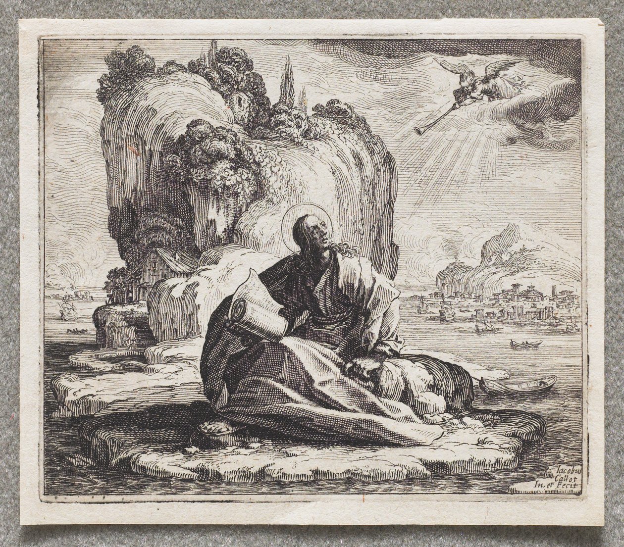 Pyhä Johannes Patmoksen saarella tekijältä Jacques Callot