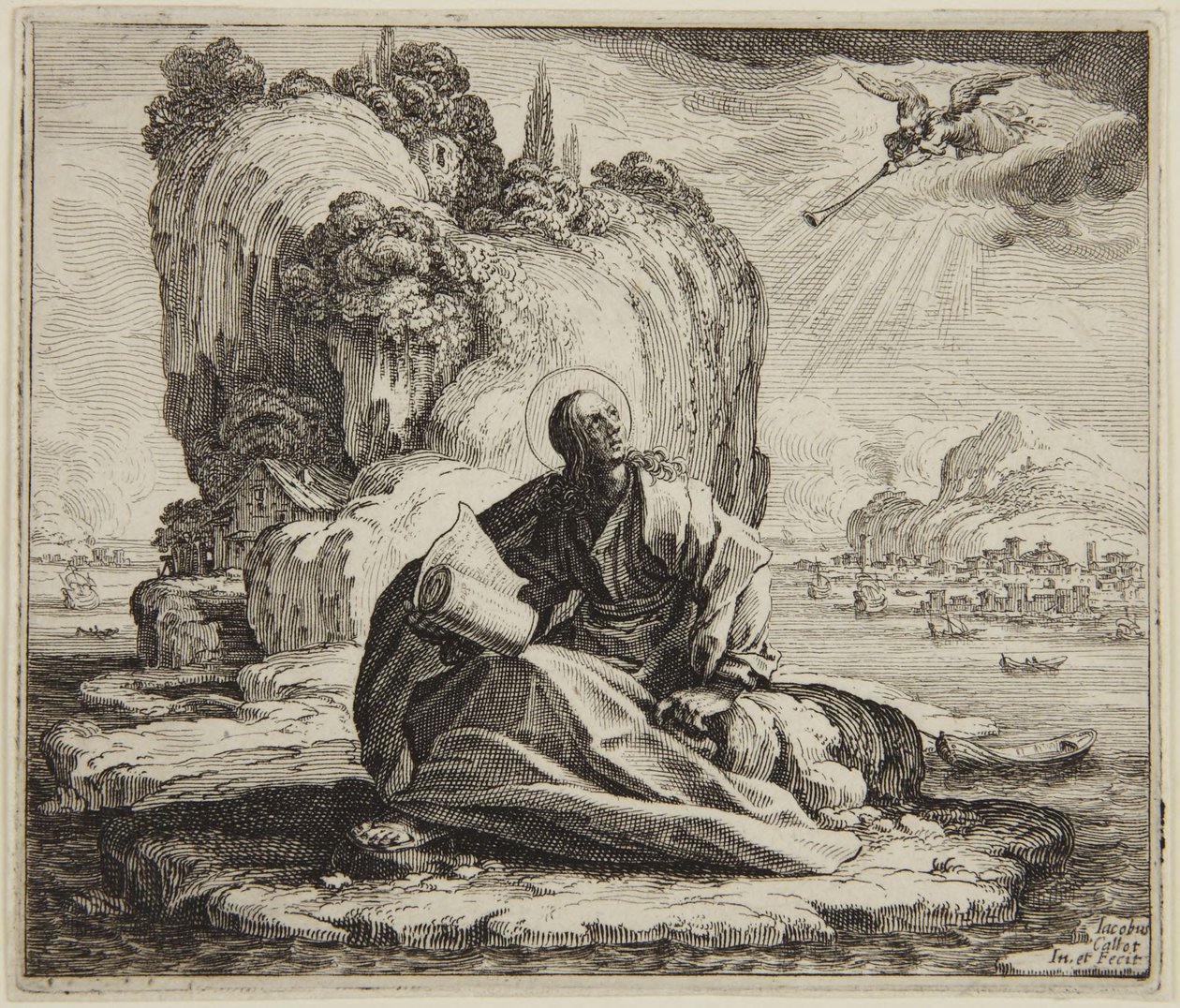 Pyhä Johannes Patmoksen saarella tekijältä Jacques Callot