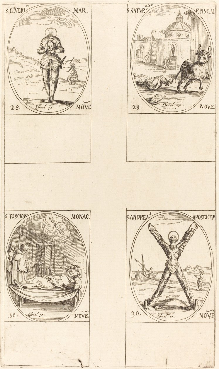 St. Livery, St. Saturninus, St. Tioscion, St. Andrew tekijältä Jacques Callot