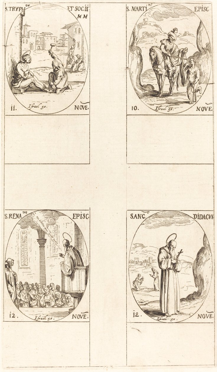 St. Martin; St. Tryphon ja seuralaiset; Pyhä Renatus; Pyhä Didacus tekijältä Jacques Callot