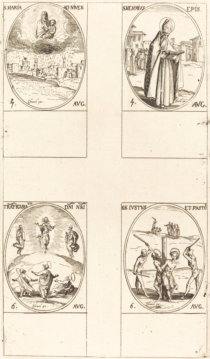 St. Mary of Snow, St. Memmius, Piispa, The Transfiguration, Sts. Justus ja pastori. tekijältä Jacques Callot