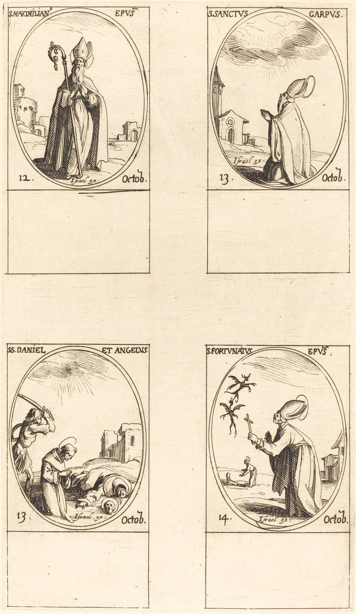 St. Maximilian; St. Carpus; Pyhä Daniel ja Angelus; St. Fortunatus tekijältä Jacques Callot