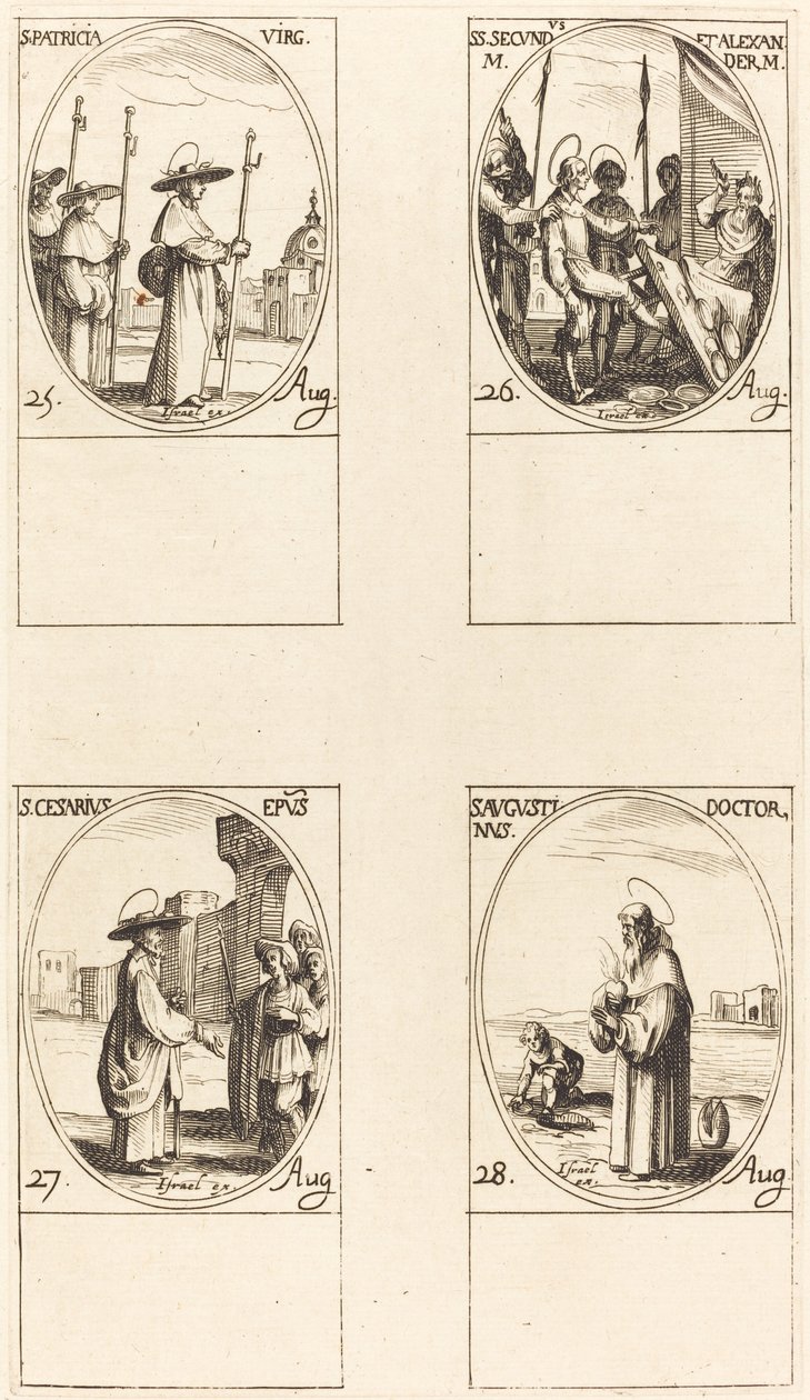 St. Patricia; Pyhät Secundus ja Alexander; St. Caesarius; St. Augustine tekijältä Jacques Callot