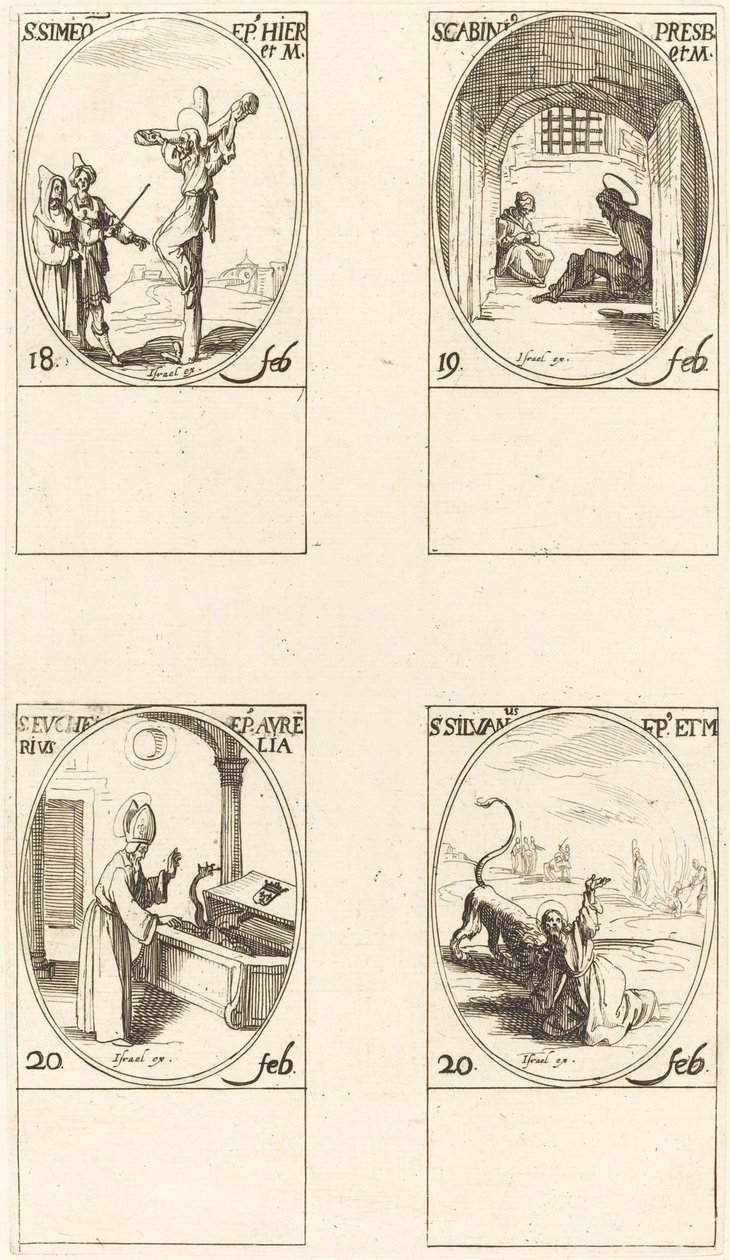 St. Simeon; St. Gabinius; St. Eucharius; St. Silvanus tekijältä Jacques Callot