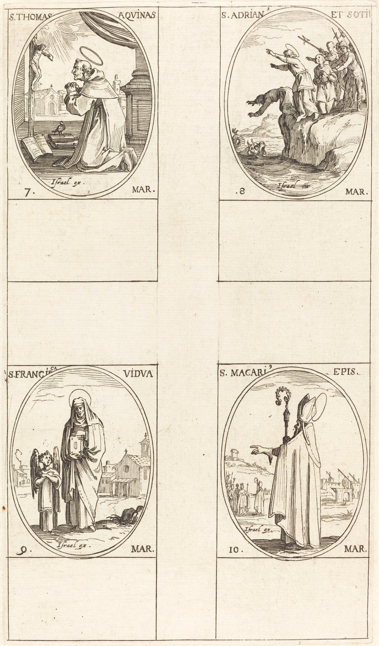 St. Thomas Aquin; St. Adrian ja seuralaiset; St. Frances; St. Macari tekijältä Jacques Callot