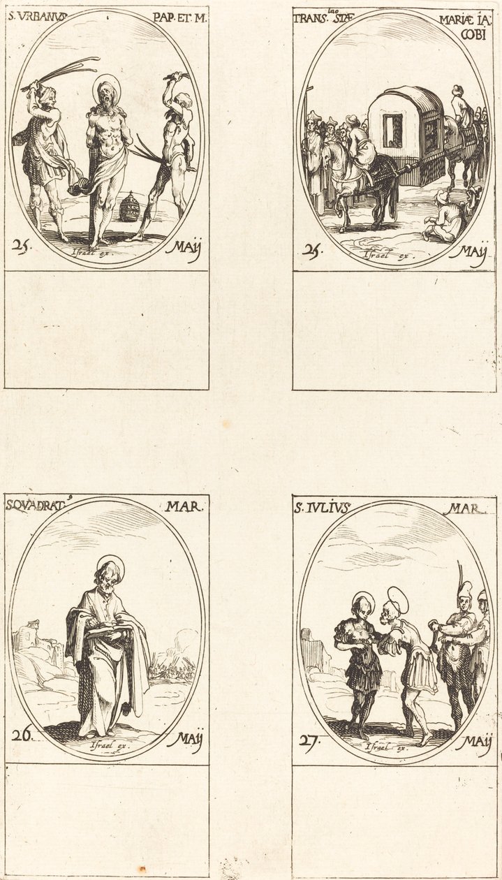 St. Urban, Pyhän Jaakobin Marian käännös, St. Quadrat, St. Julius. tekijältä Jacques Callot