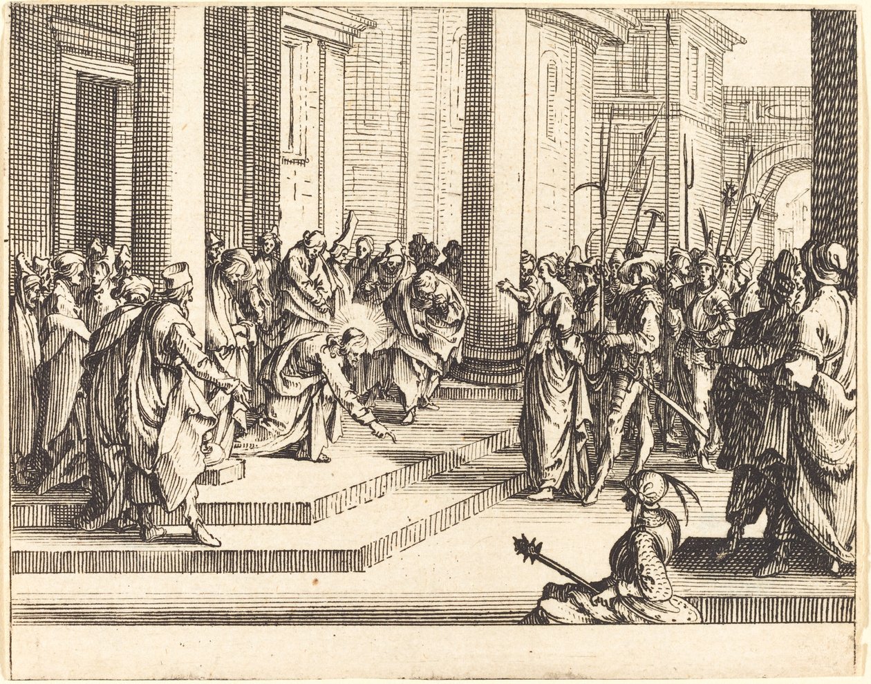 Jeesuksen kivittäminen, 1635. tekijältä Jacques Callot