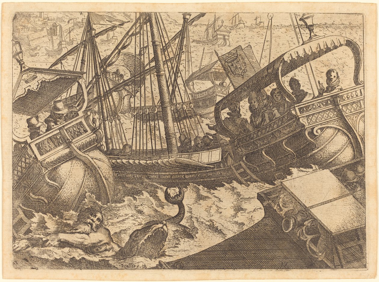 Myrsky Barcelonan rannikolla tekijältä Jacques Callot