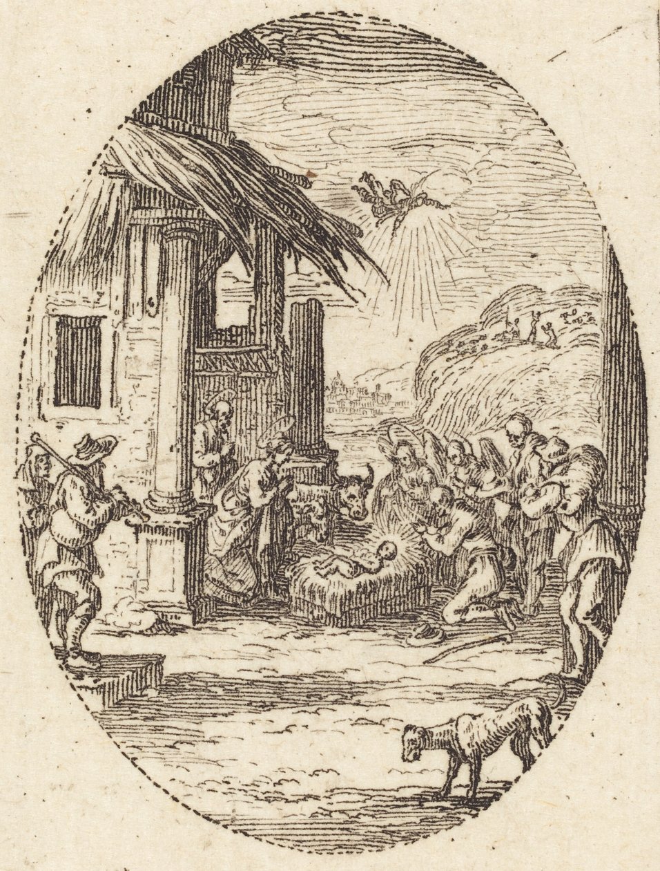Paimenten palvonta, n. 1631. tekijältä Jacques Callot