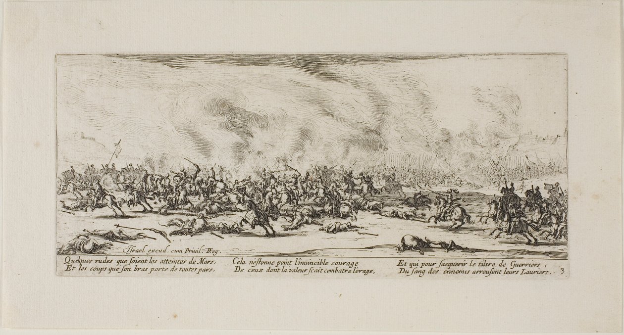 Taistelu, levy kolme teoksesta Sodan kurjuudet. tekijältä Jacques Callot