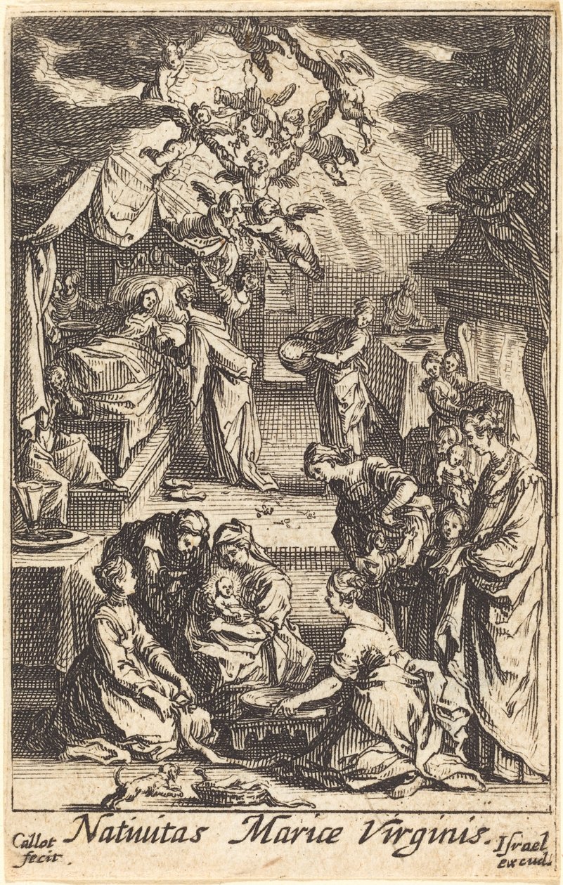 Neitsyen syntymä vuonna 1630 tai sen jälkeen. tekijältä Jacques Callot