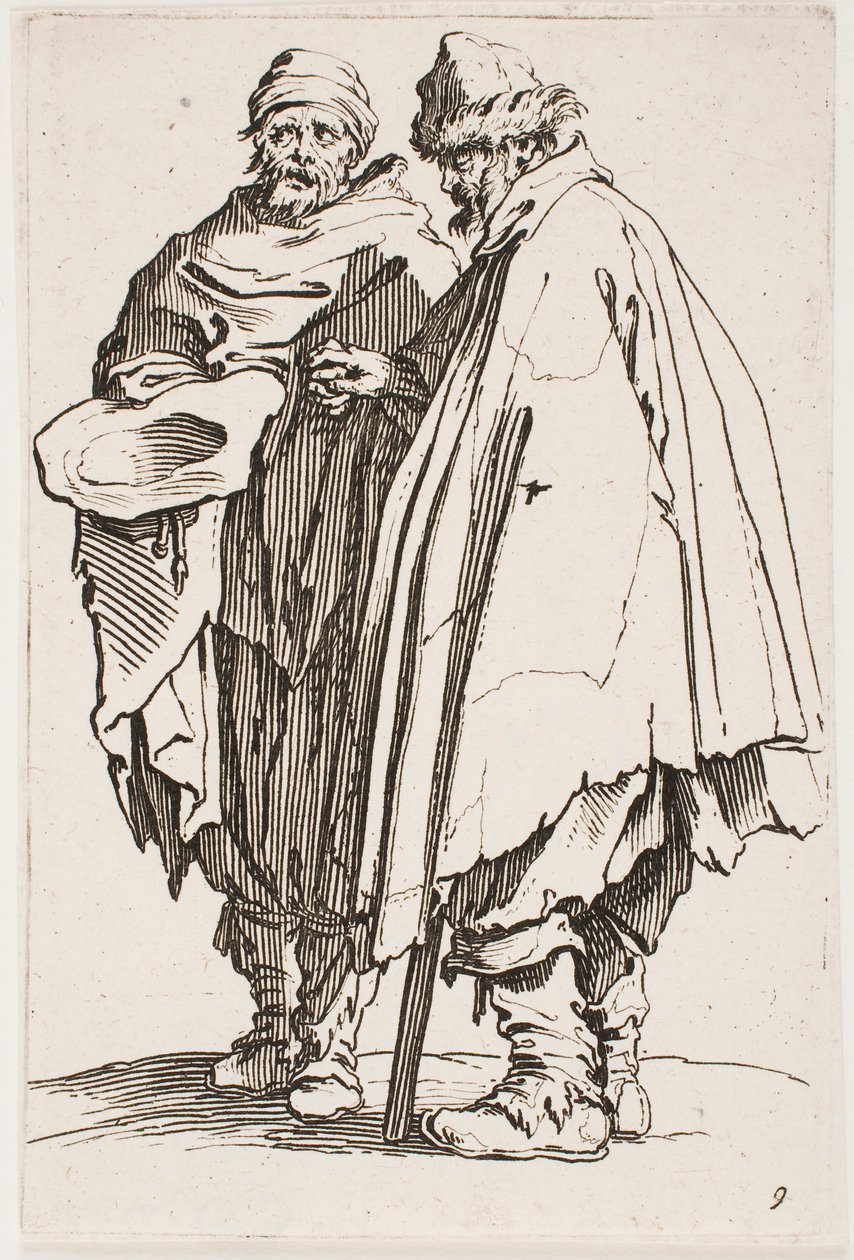 Sokea mies ja hänen kumppaninsa, nro. 9 sarjasta The Beggars tekijältä Jacques Callot