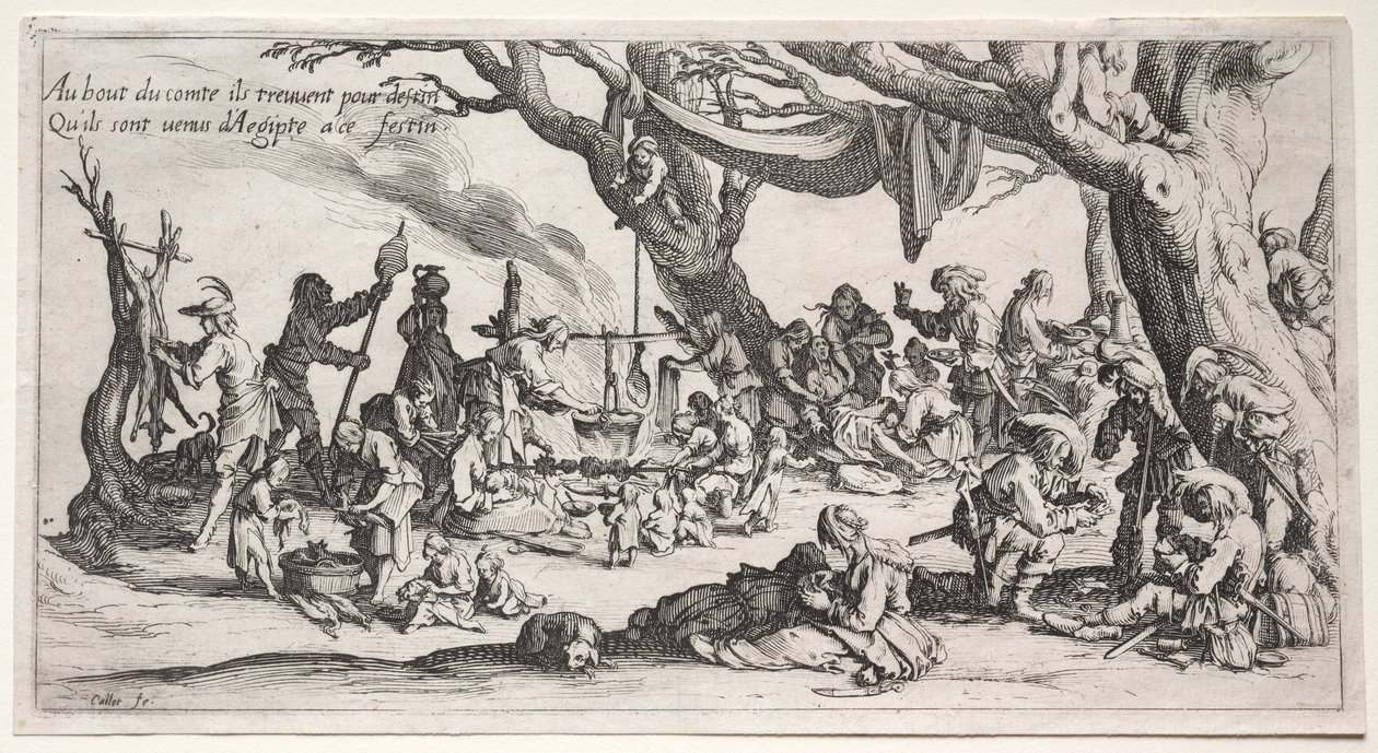 Bohemians: Pysähdyspaikka: Boheemien juhla, n. 1621-1625. tekijältä Jacques Callot