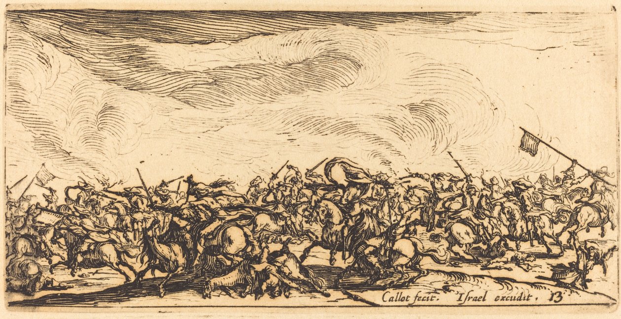 Ratsuväen taistelu miekoilla tekijältä Jacques Callot