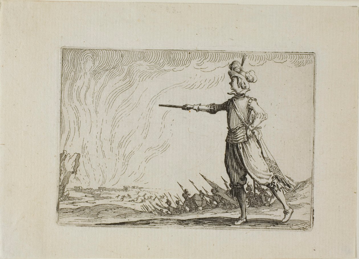 Jalkaisin kulkeva komentaja, teoksesta Caprices (Kapriisit) tekijältä Jacques Callot