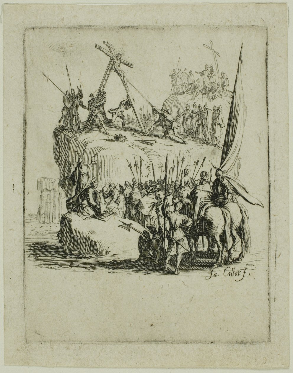 Ristiinnaulitseminen, teoksesta Pieni passio tekijältä Jacques Callot
