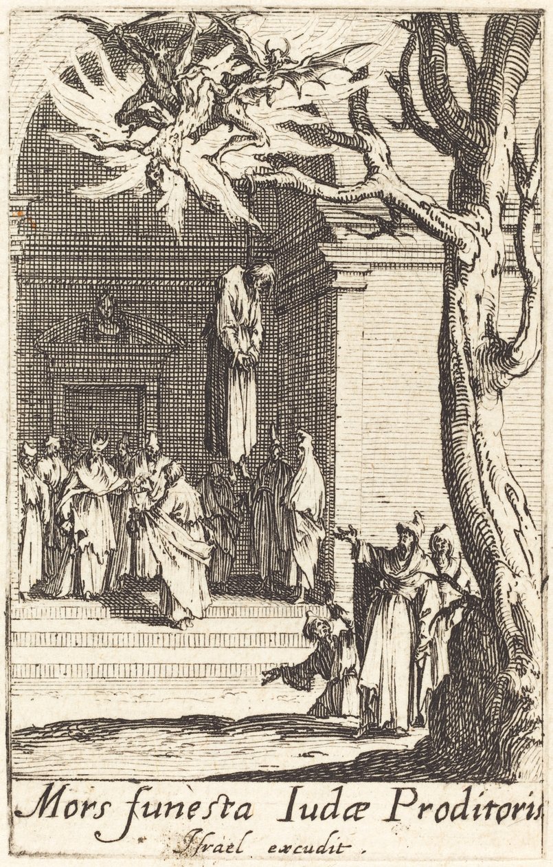 Juudaksen kuolema, n. 16341635. tekijältä Jacques Callot
