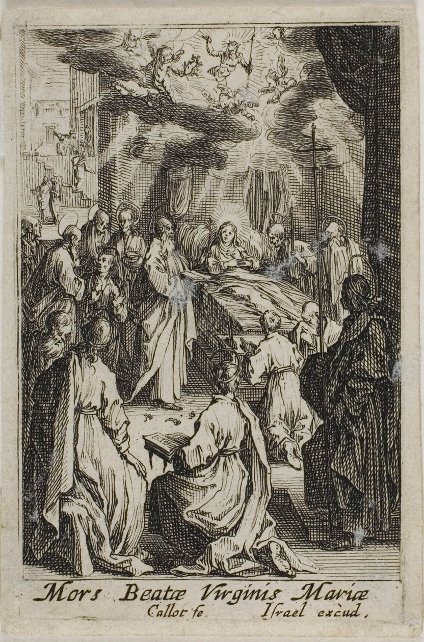 Neitsyt Marian kuolema, Neitsyt Marian elämä -teoksesta. tekijältä Jacques Callot