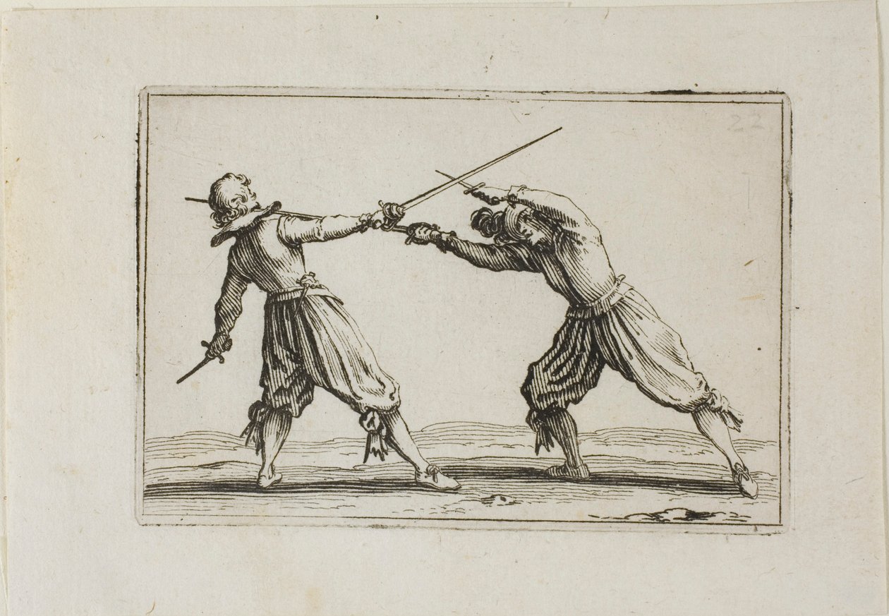 Kaksintaistelu miekkojen ja tikarien kanssa, The Capricesista tekijältä Jacques Callot