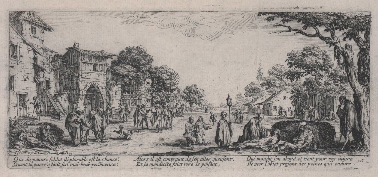 The Dying by the Roadside (Les Mourants sur le bord des routes), teoksesta "Sodan kurjuus" tekijältä Jacques Callot