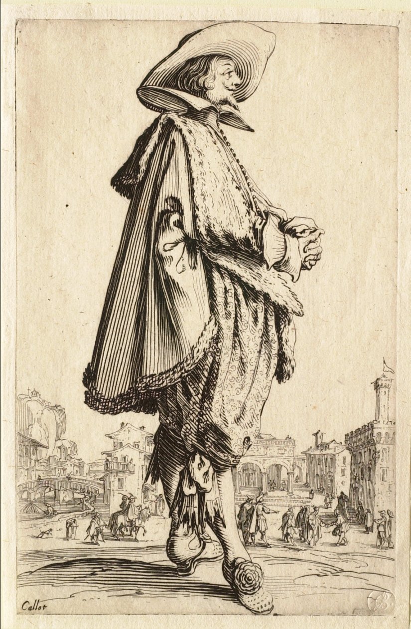 Kädet ristissä oleva herrasmies tekijältä Jacques Callot