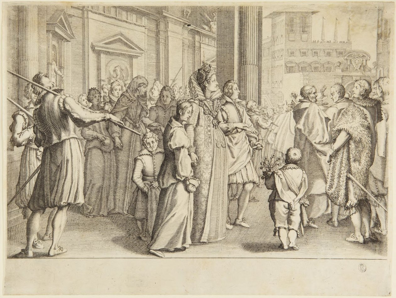 Suurherttuatar Maria Maddalena ja myötäjäisjuhla tekijältä Jacques Callot