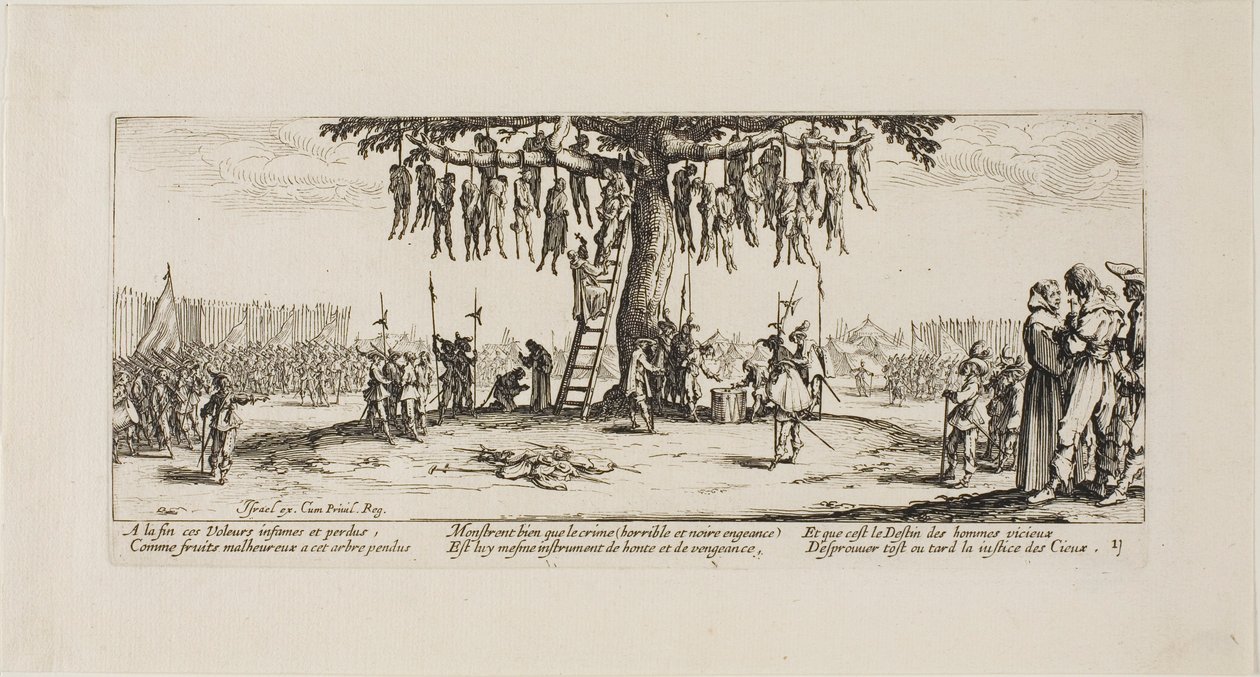 The Hanging, yksitoista levy elokuvasta The Miseries of War tekijältä Jacques Callot