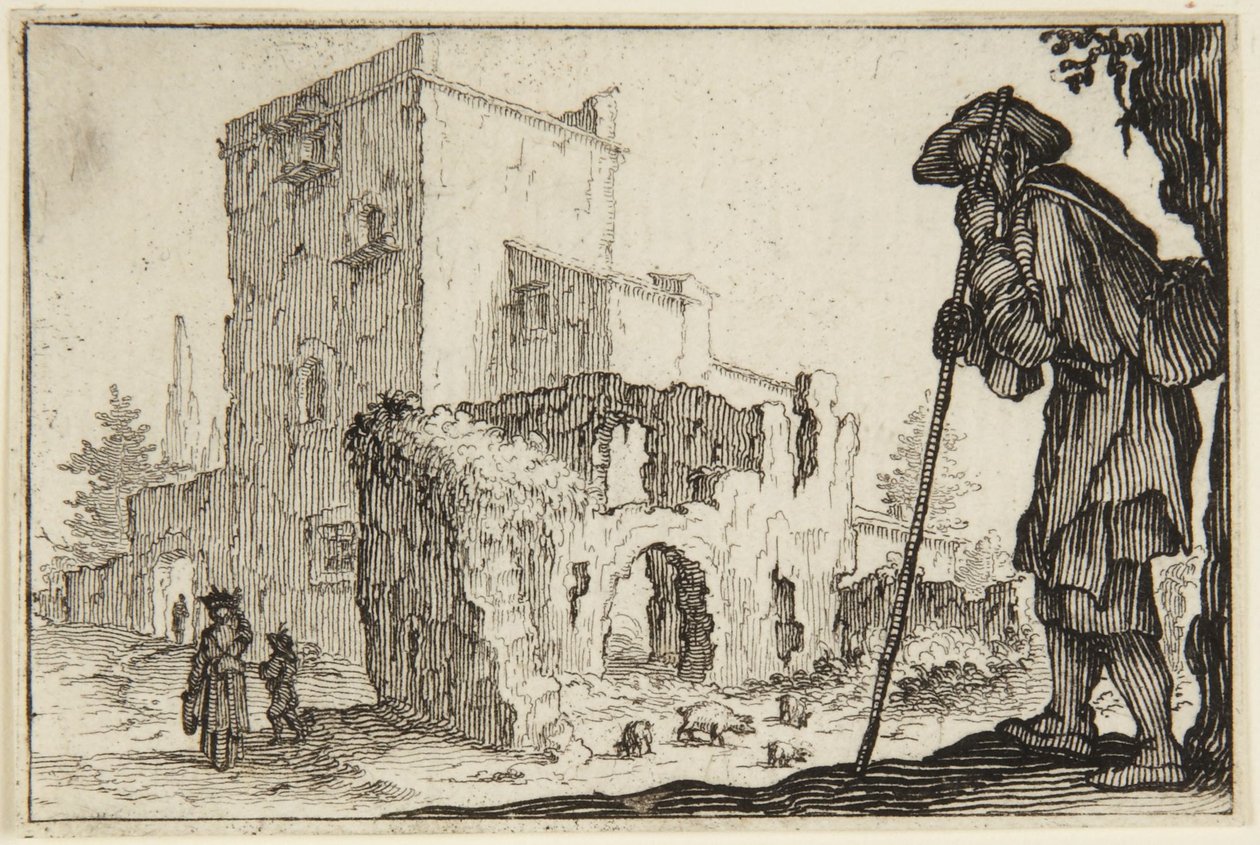 Karjapaimen ja rauniot tekijältä Jacques Callot