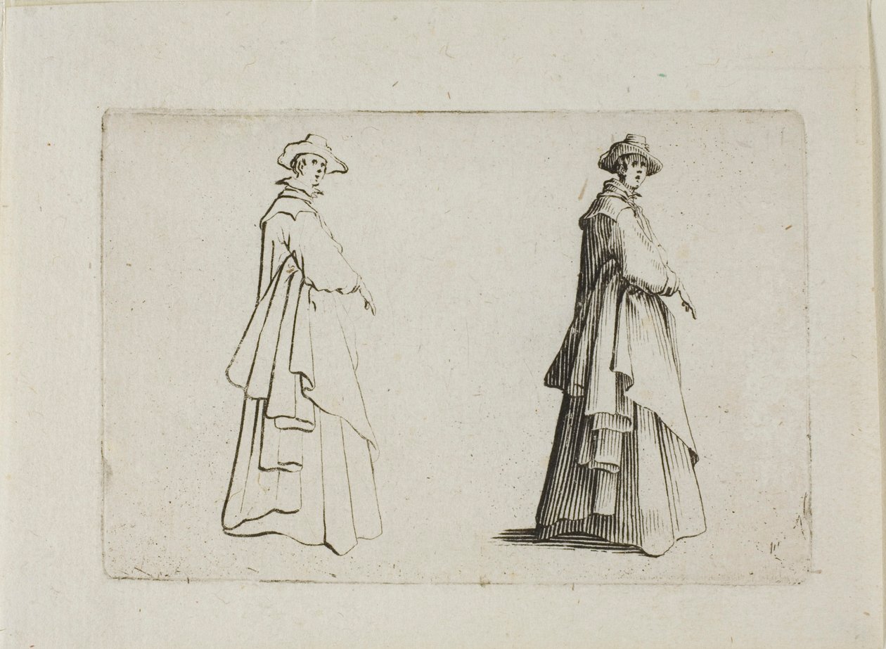 The Capricesin nainen täysillä vaatteilla tekijältä Jacques Callot