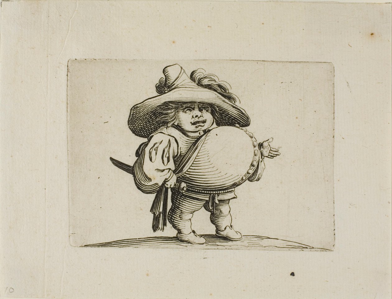 Suuri vatsainen mies, joka on koristeltu nappikiivoilla, Varie Figure Gobbi tekijältä Jacques Callot
