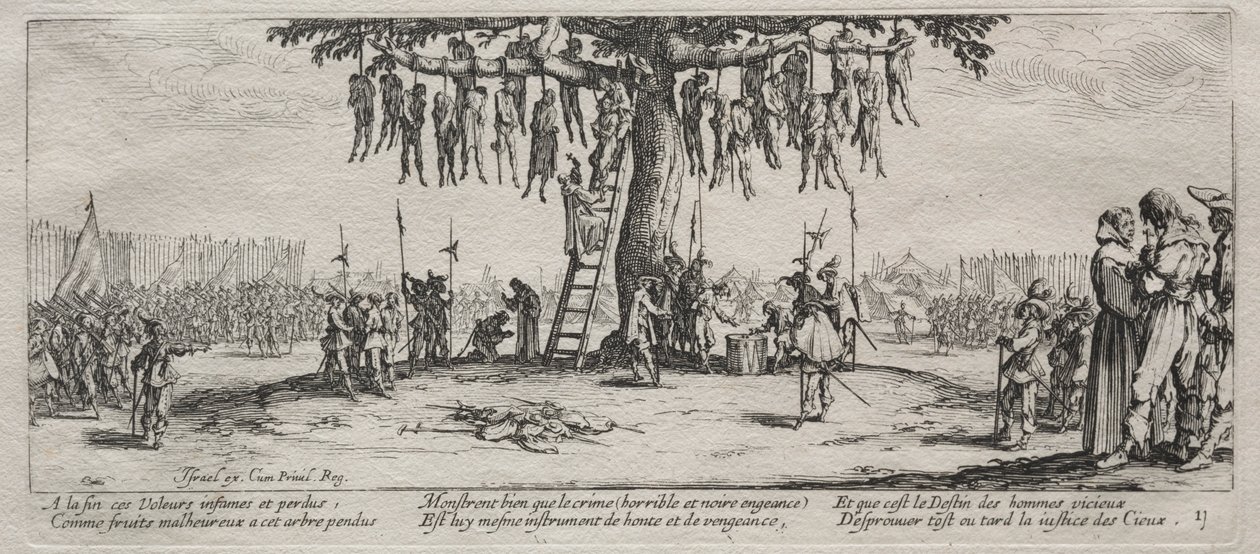 Sodan suuret kurjuudet: The Hanging, 1633. tekijältä Jacques Callot