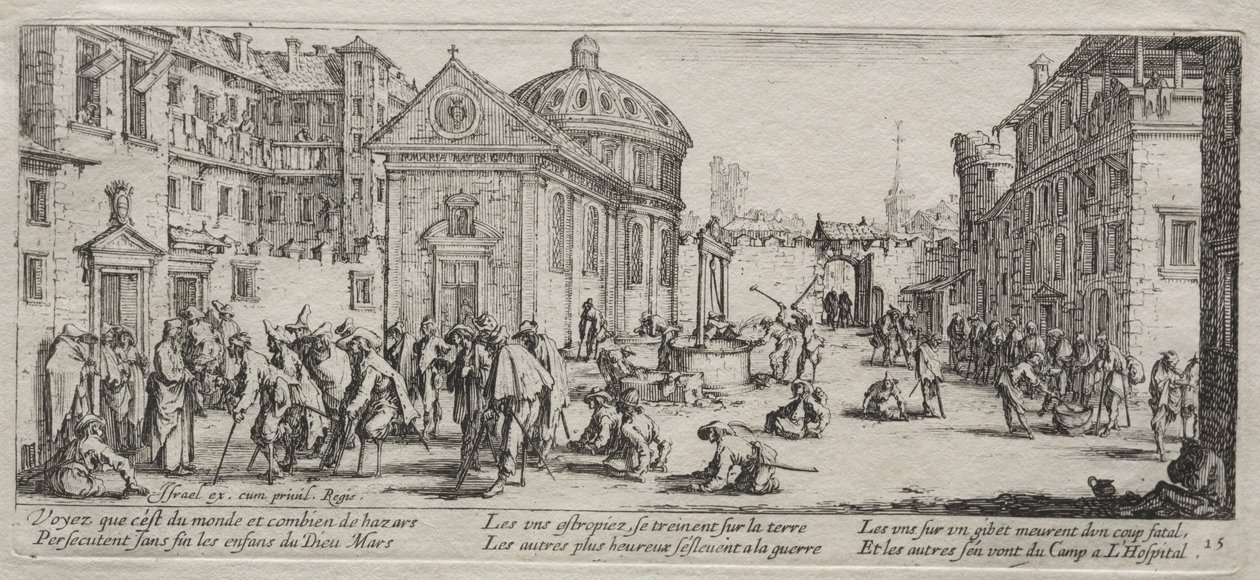 Sodan suuret kurjuudet: Sairaala, 1633. tekijältä Jacques Callot