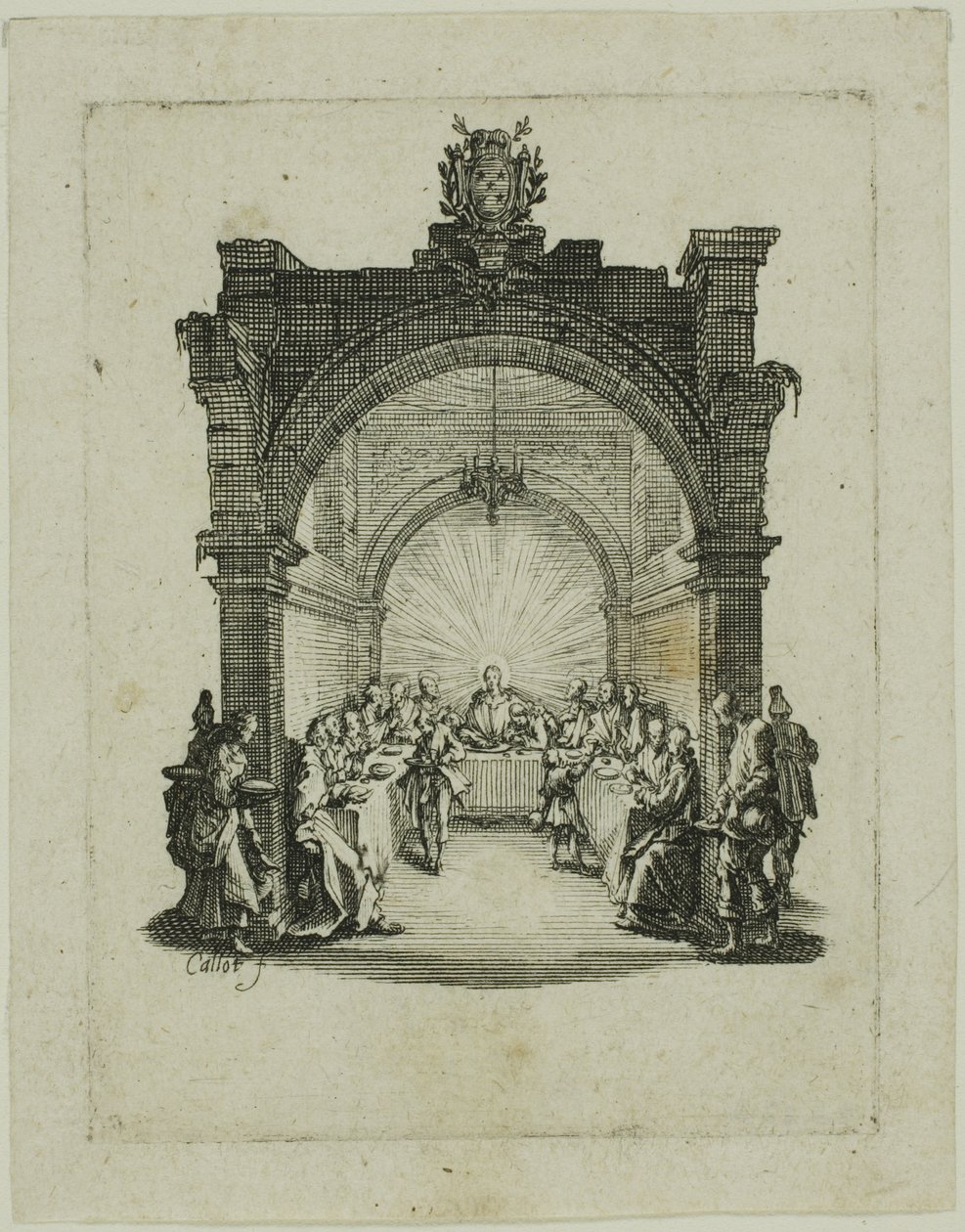 Viimeinen ehtoollinen, teoksesta Pieni passio tekijältä Jacques Callot