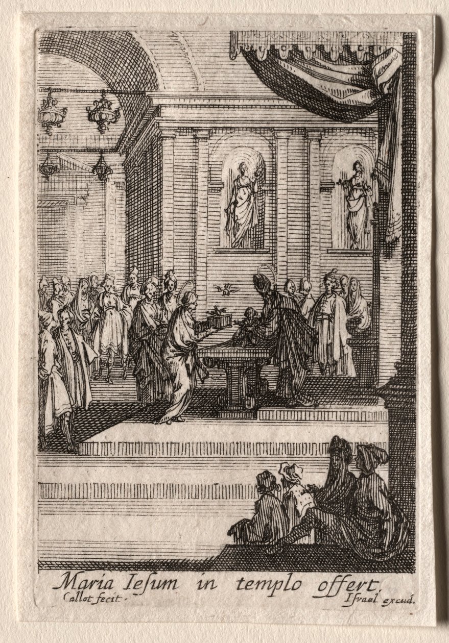 Neitsyen elämä: Kristuksen esittely temppelissä. tekijältä Jacques Callot