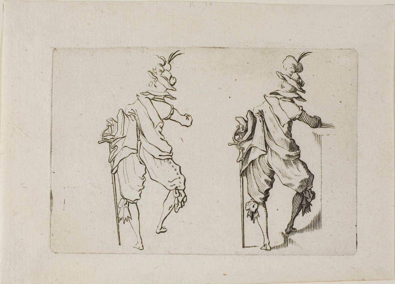 Mies selästä nähtynä suurella miekalla, The Capricesista tekijältä Jacques Callot