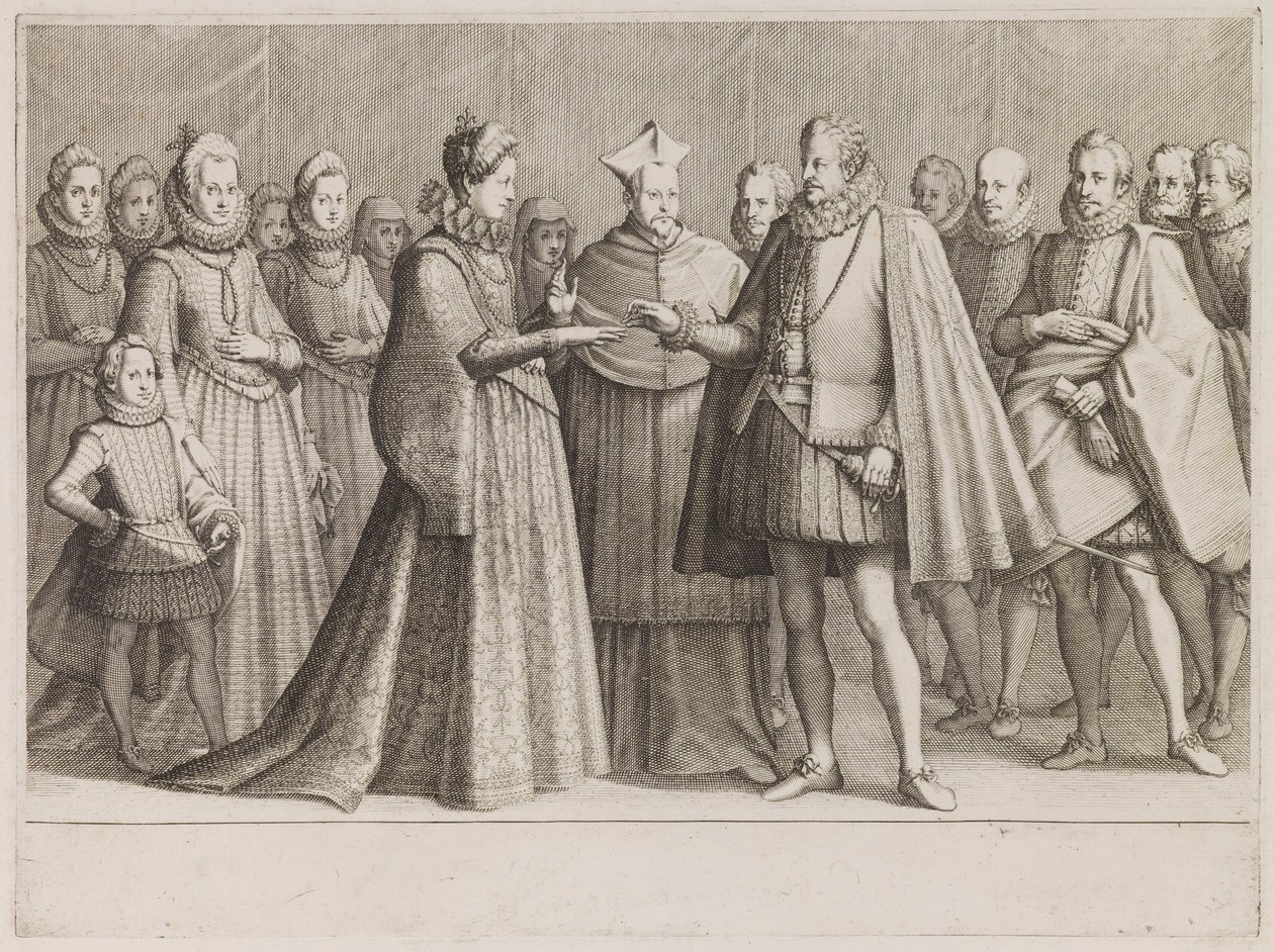 Ferdinand I:n ja Lothringenin Christinen häät sarjasta "Ferdinand de Medicin elämä" tekijältä Jacques Callot