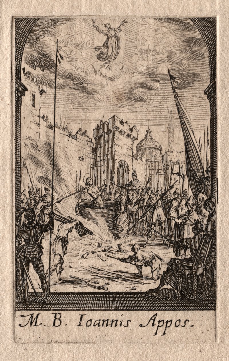 Apostolien marttyyrikuolema: Pyhä Johannes Evankelista tekijältä Jacques Callot