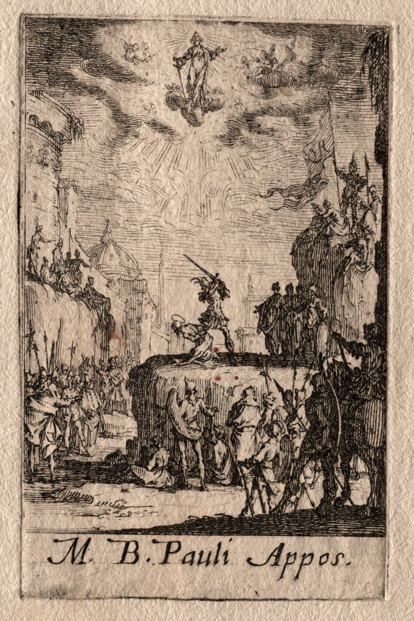 Apostolien marttyyrikuolema: Pyhä Paavali. tekijältä Jacques Callot