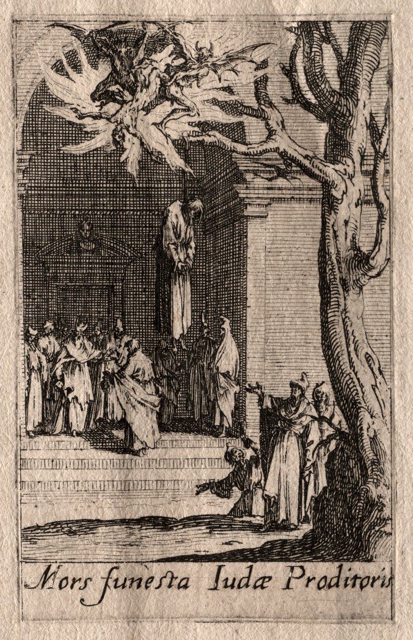 Apostolien marttyyrikuolema: Juudaksen kuolema. tekijältä Jacques Callot